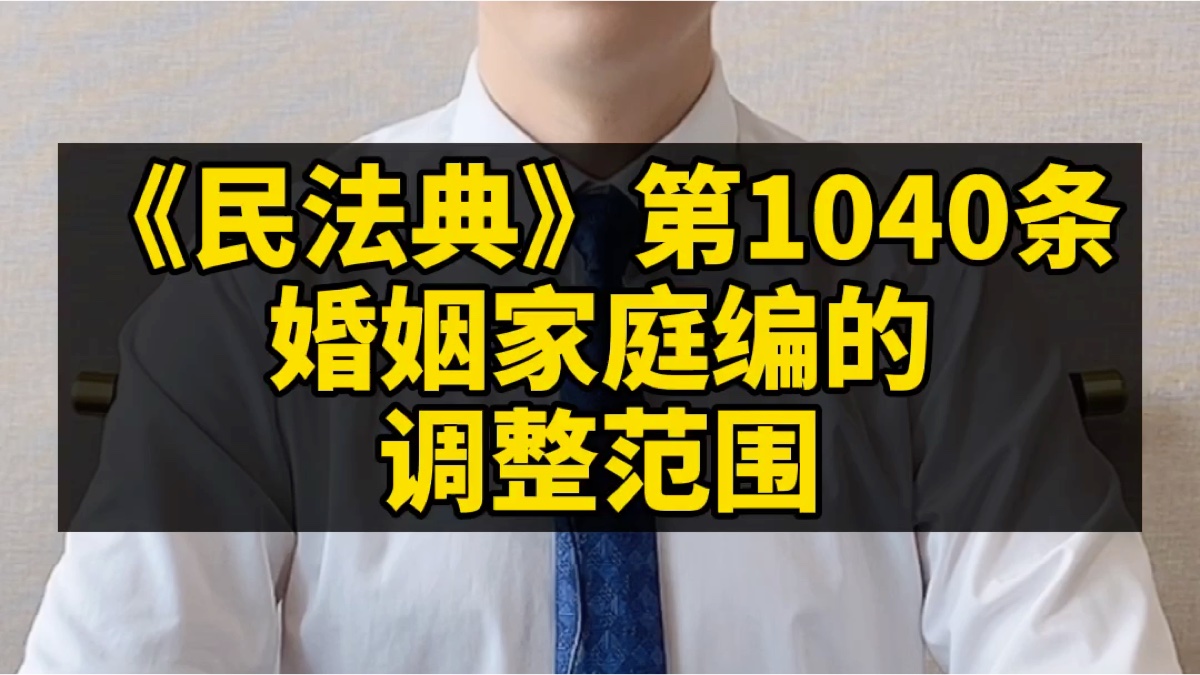 《民法典》第1040条:婚姻家庭编的调整范围