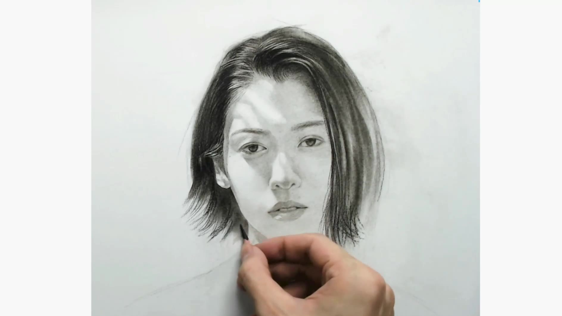 素描与光影结合,短发气质女孩,素描人物绘画技巧艺考美术生,艺考美术