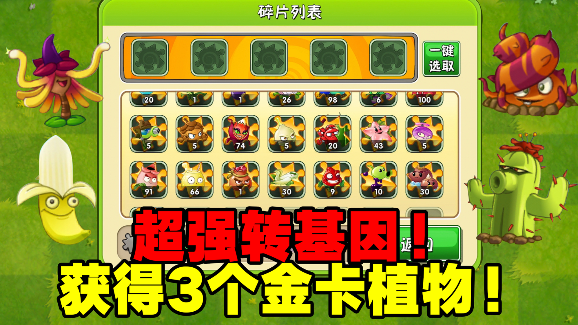 pvz2:最大量转基因!能转出几个橙卡植物?