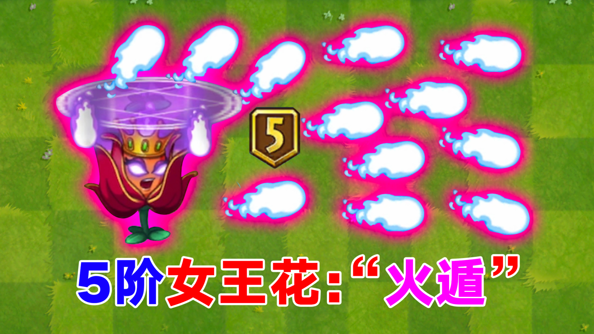 pvz2:5阶火焰花女王测试,火刑伤害究竟有多变态?