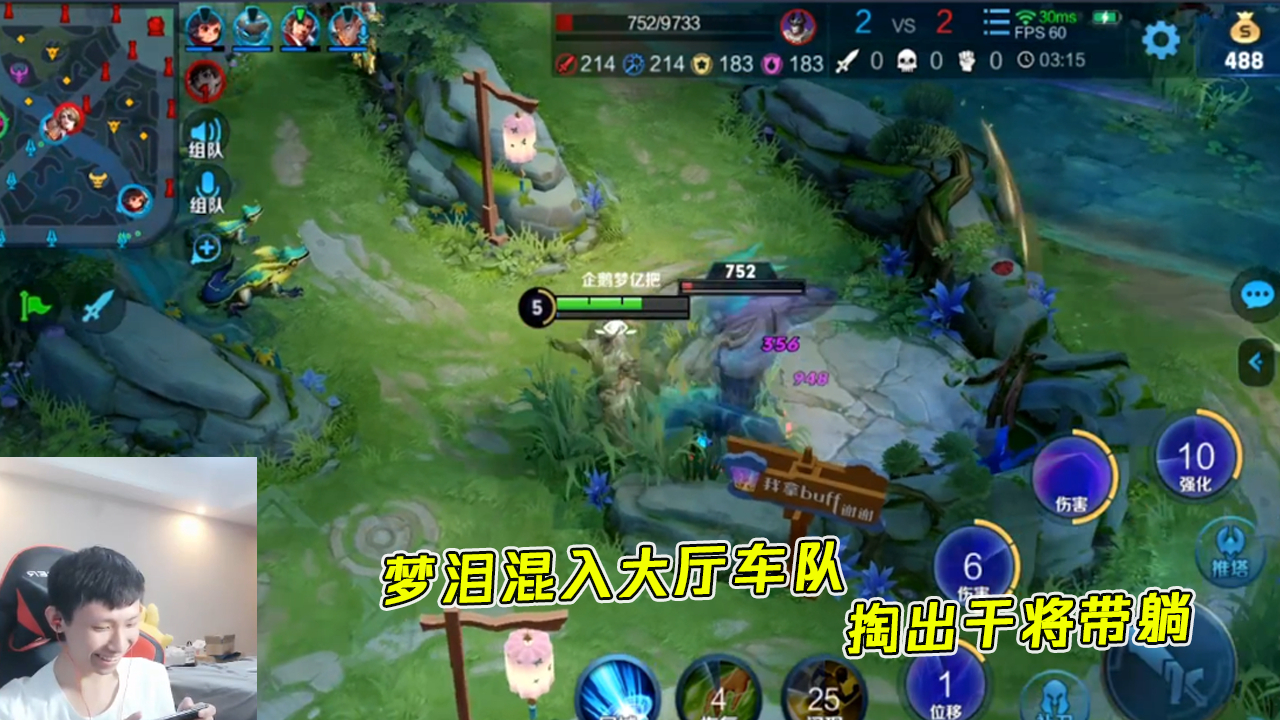 蓝少王者荣耀:梦泪混入大厅车队掏出干将带躺,一番操作队友直接心态