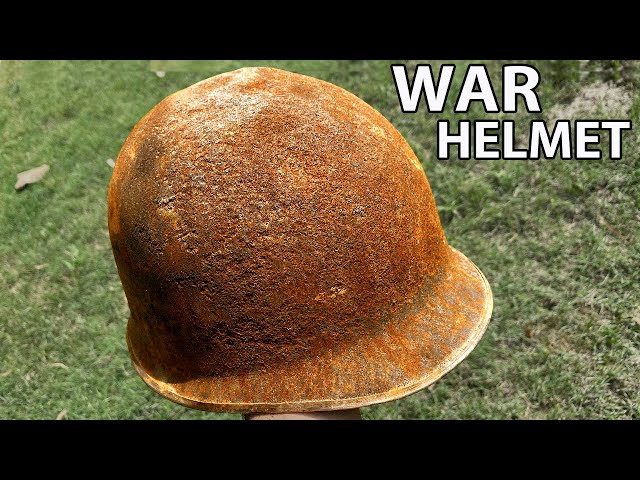 old rusted war helmet - hydro dip restoration