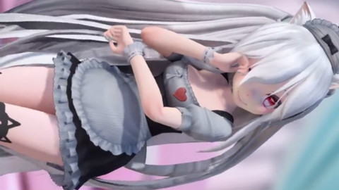 【MMD】萌死人的猫耳萝莉妹抖弱音「白金ディスコ」【固定镜头】