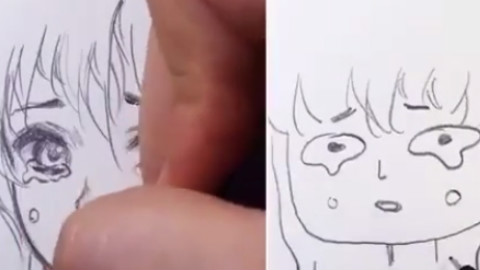学看着画师一分钟教学视频画画的我
