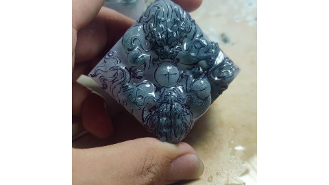 雕刻 翡翠双龙戏珠印章