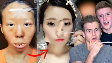 美国小哥被中国美女化妆吓暴走第一弹,整容级别的化妆术吓傻你