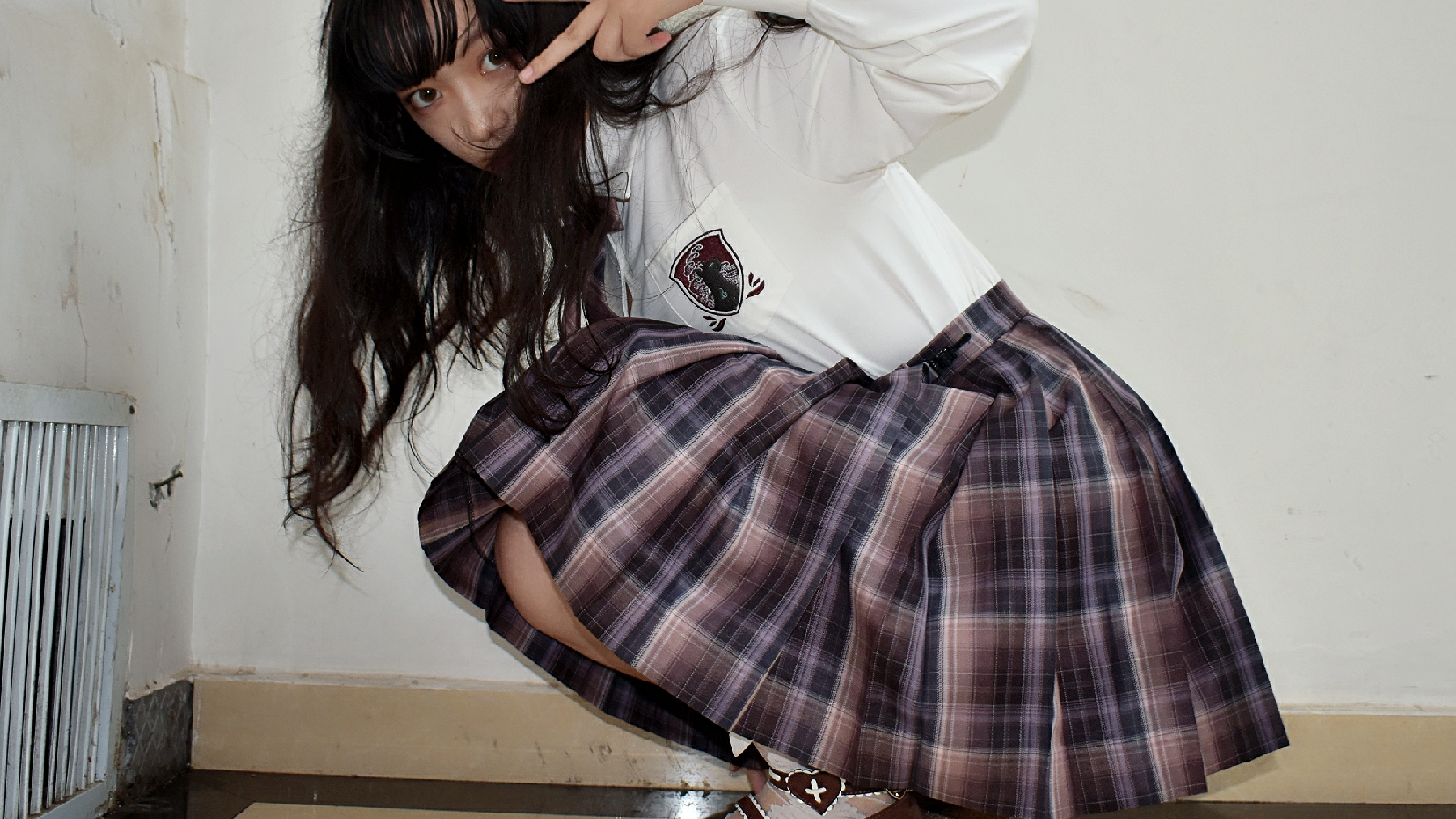 【jk】#jk蕉友#超A超酷的辣妹黑粉格裙大全套开箱