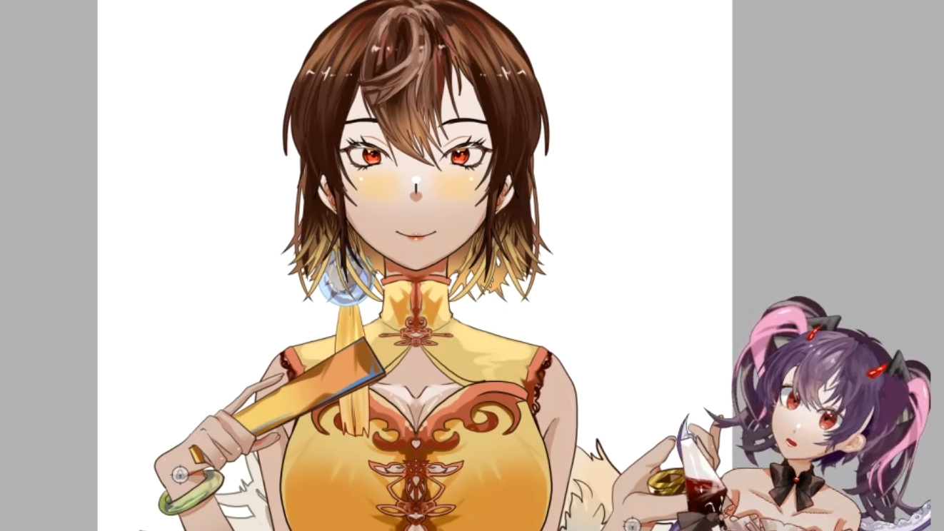 【绘画过程】什么!有了会动的女儿居然会帮妈妈画模型!
