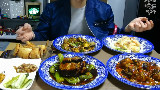 【Mok-bang】BJ奔驰 松茸鲍鱼+东坡肉+奶油虾+鱼香冬菇+面包虾+海鲜面+炸酱面(