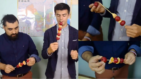 看老外学做菜!中国美食:天津糖葫芦