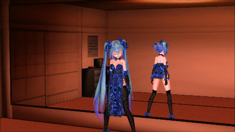 【MMD】唯美初音深海之蓝蕾丝旗袍『Masked Bitch』
