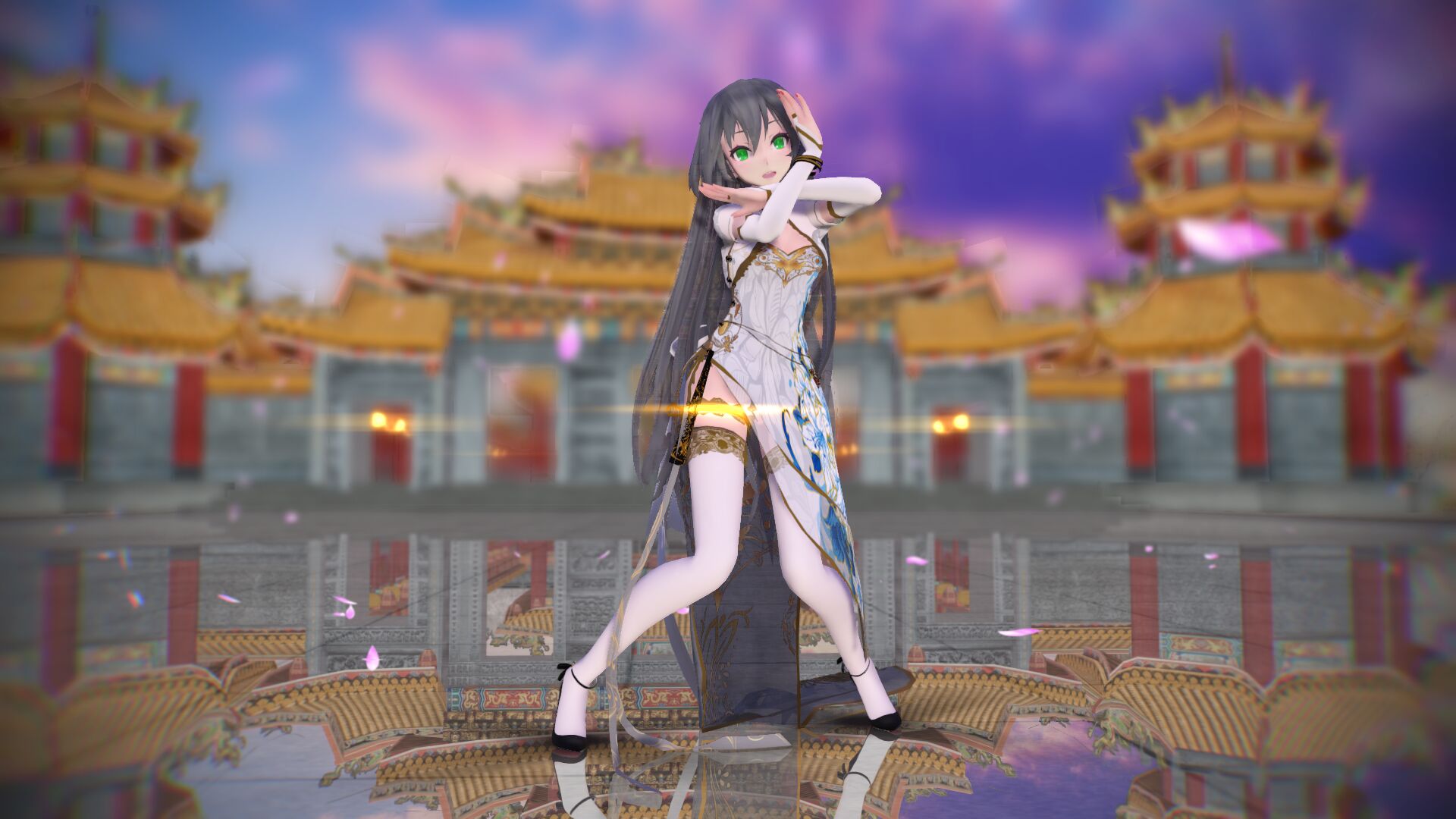 【光污染MMD】绝对领域,纵享丝滑【1080P】60FPS【妩媚至极的天依】【金丝雀式青花瓷旗袍】