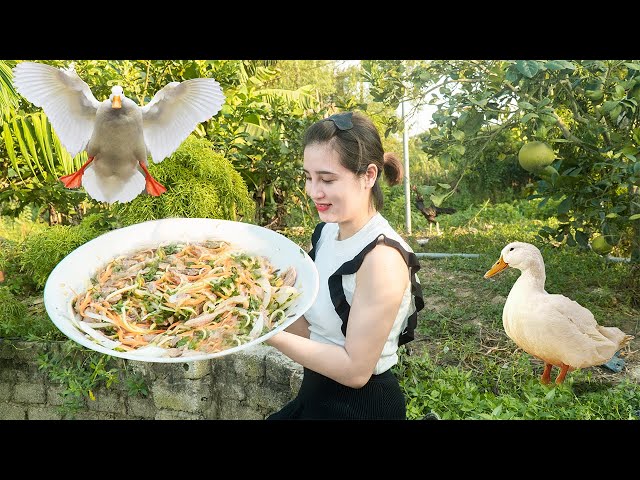 nana daily life - making a giant plate of shredded duck with vegetables