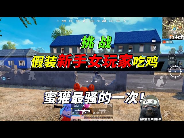 和平精英: 挑战假装新手女玩家吃鸡,队友直呼太“动人”了!【突击手蜜獾】