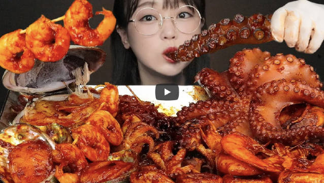 吃播Aejeong: 今天吃辣味海鲜拼盘~