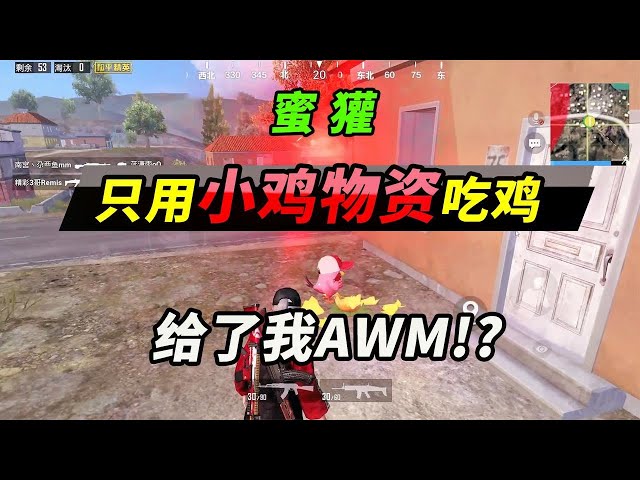 和平精英: 挑战只用小鸡物资吃鸡,没想到直接给了我一把awm!【突击手蜜獾】