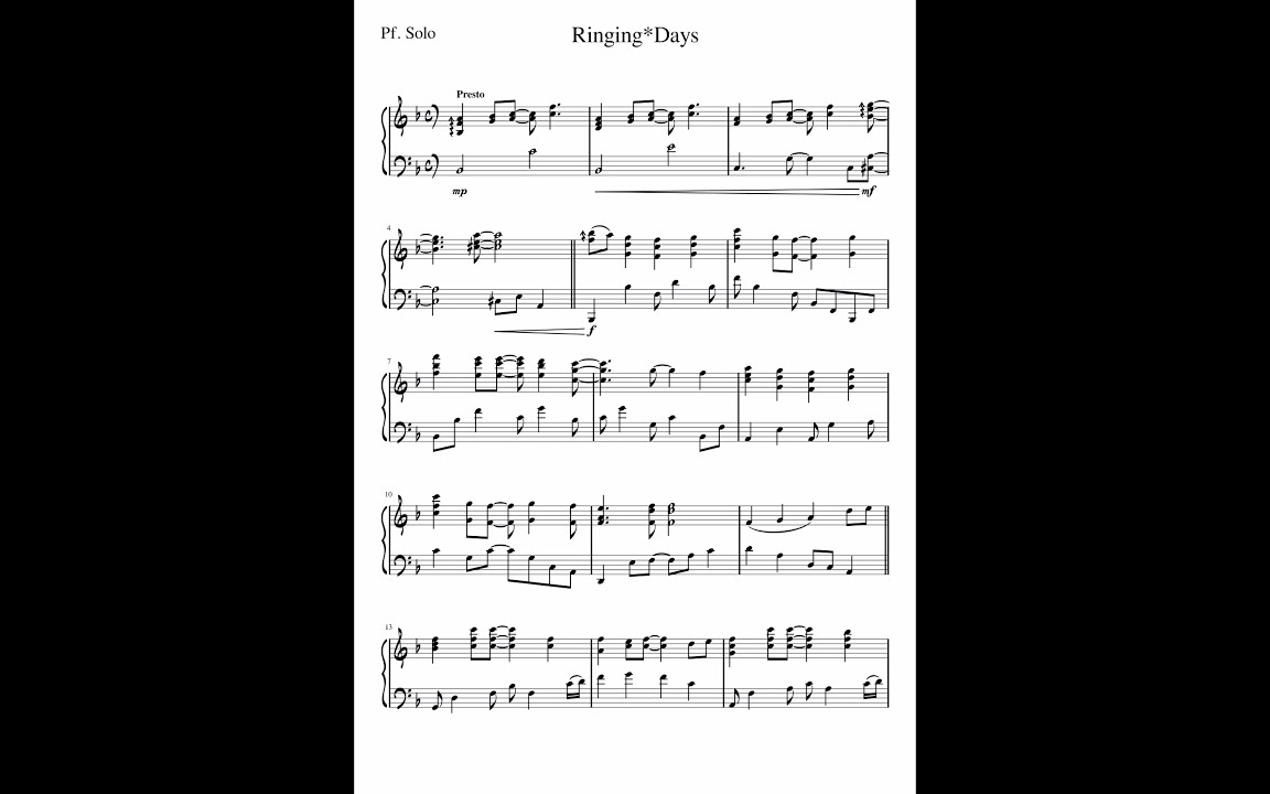 【花鐘カナデ＊グラム】Ringing*Days (Piano)