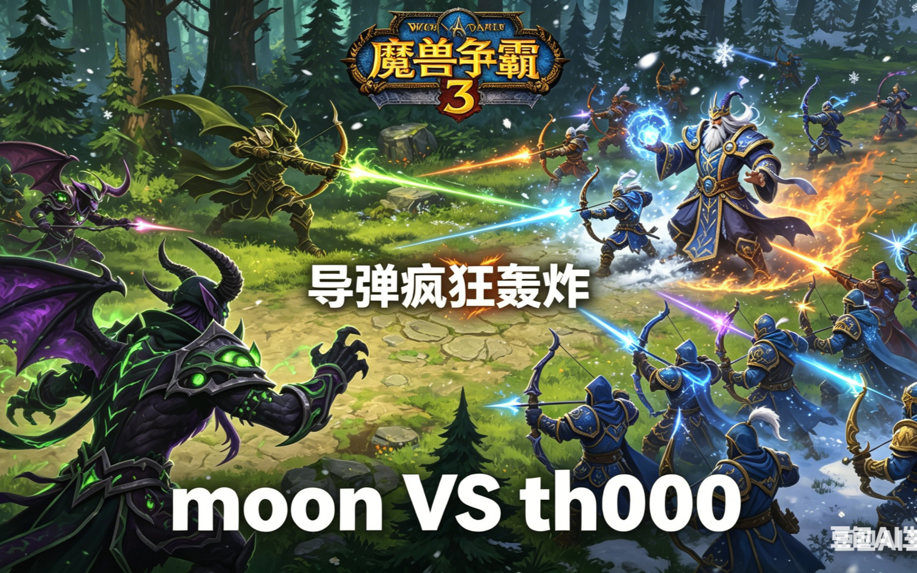 导弹疯狂轰炸 魔兽争霸xiaoy解说moon th000