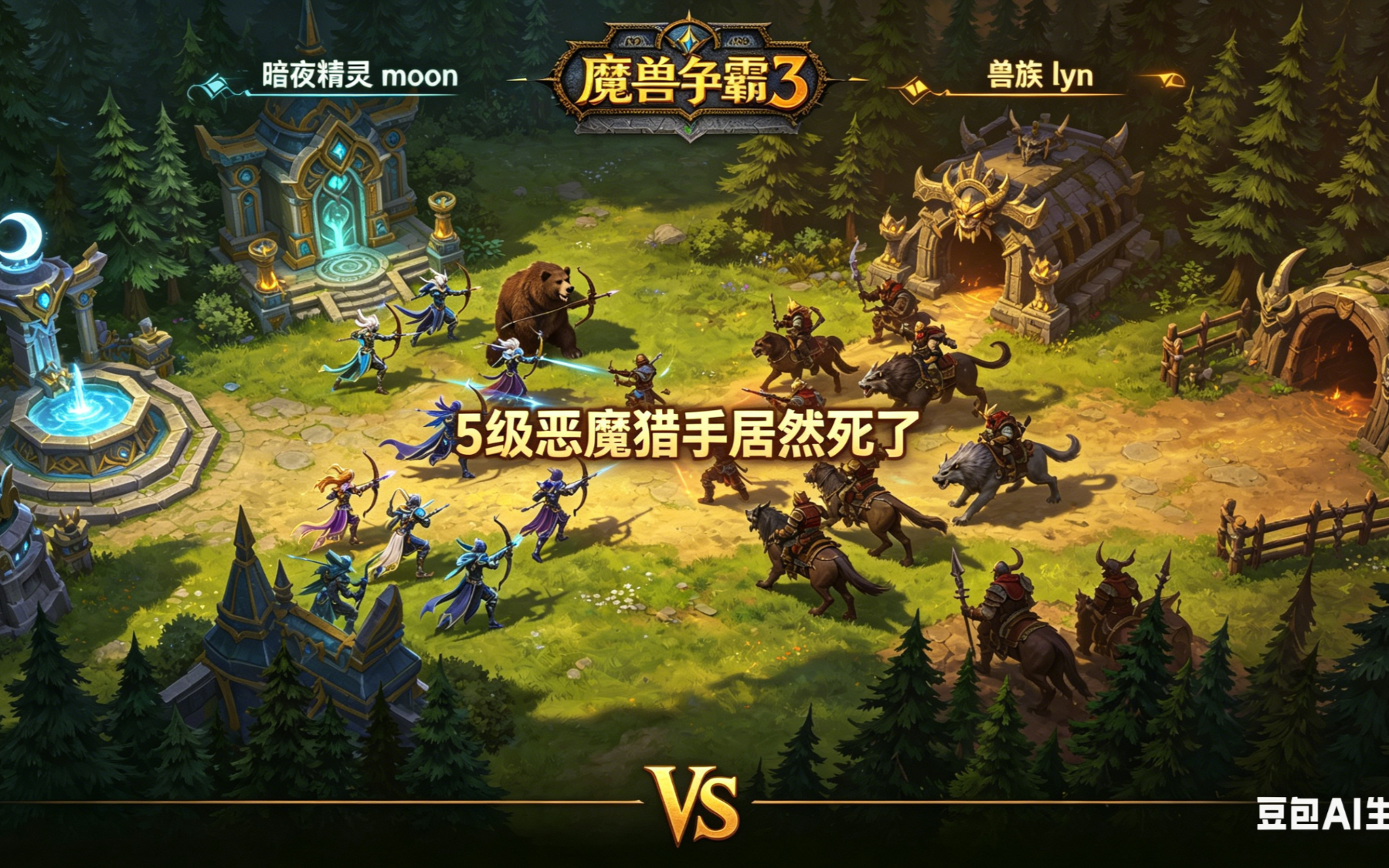 5级恶魔猎手居然死了 魔兽争霸xiaoy解说moon lyn