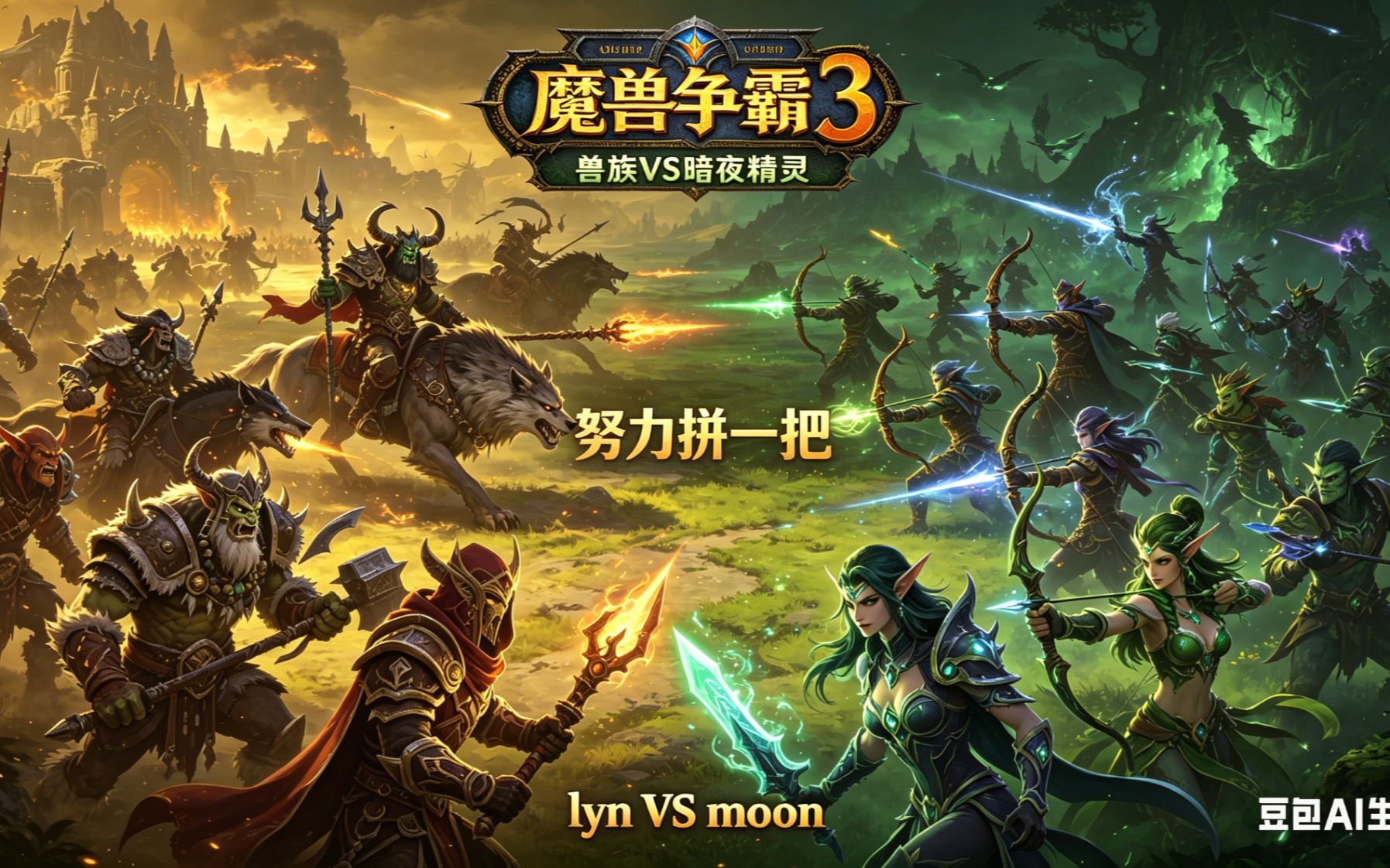 努力拼一把 魔兽争霸xiaoy解说lyn moon