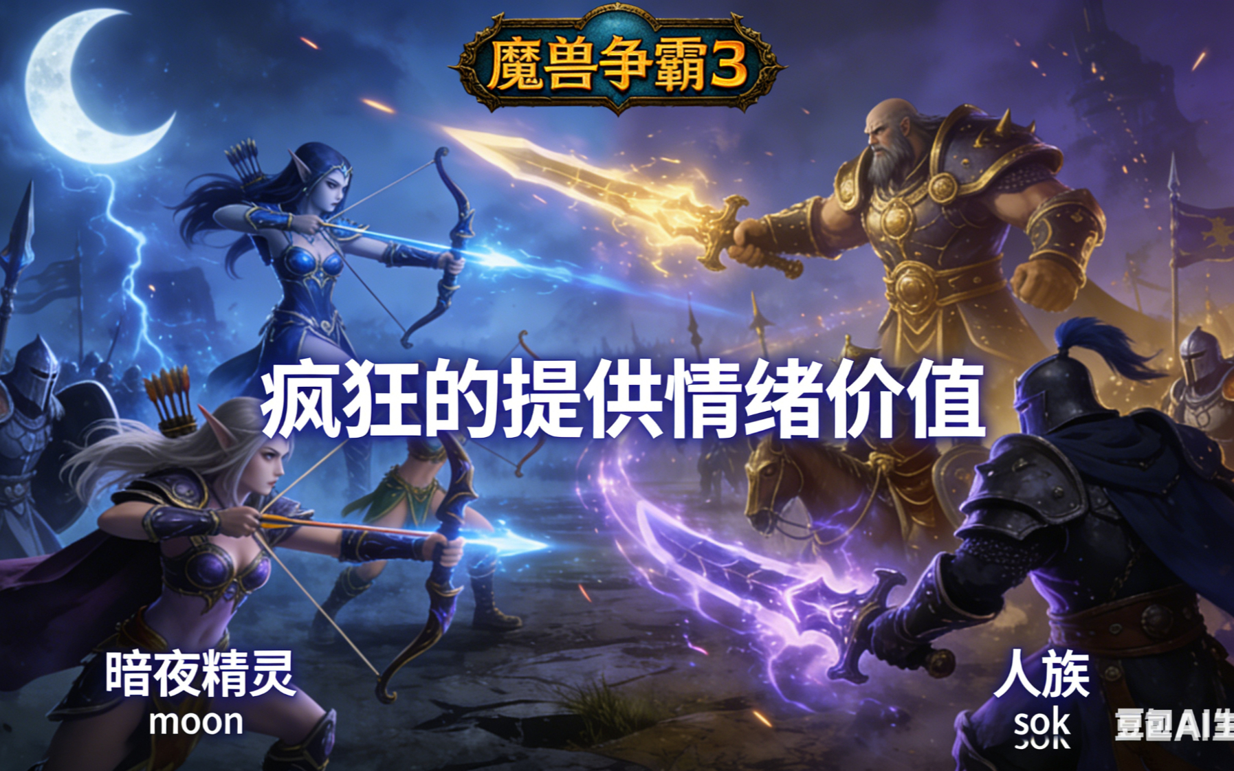 疯狂提供情绪价值 魔兽争霸xiaoy解说moon sok
