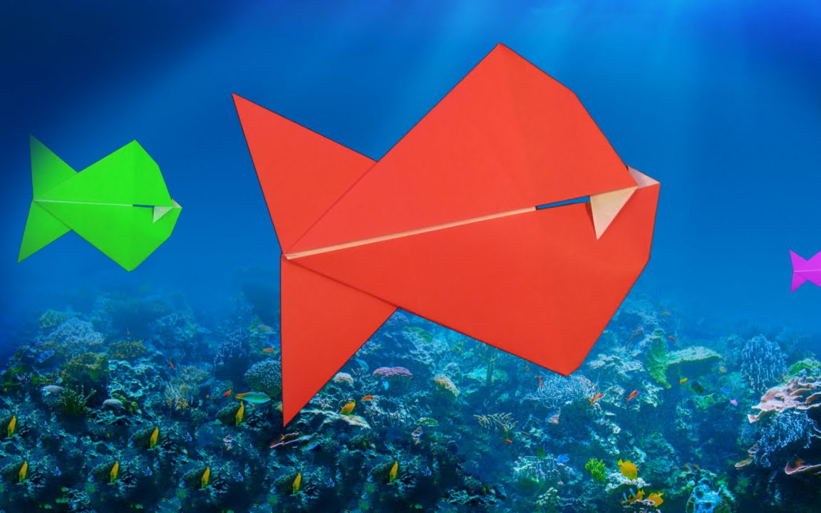 教你折纸可动食人鱼,捏一下就张开大嘴,简单好玩!