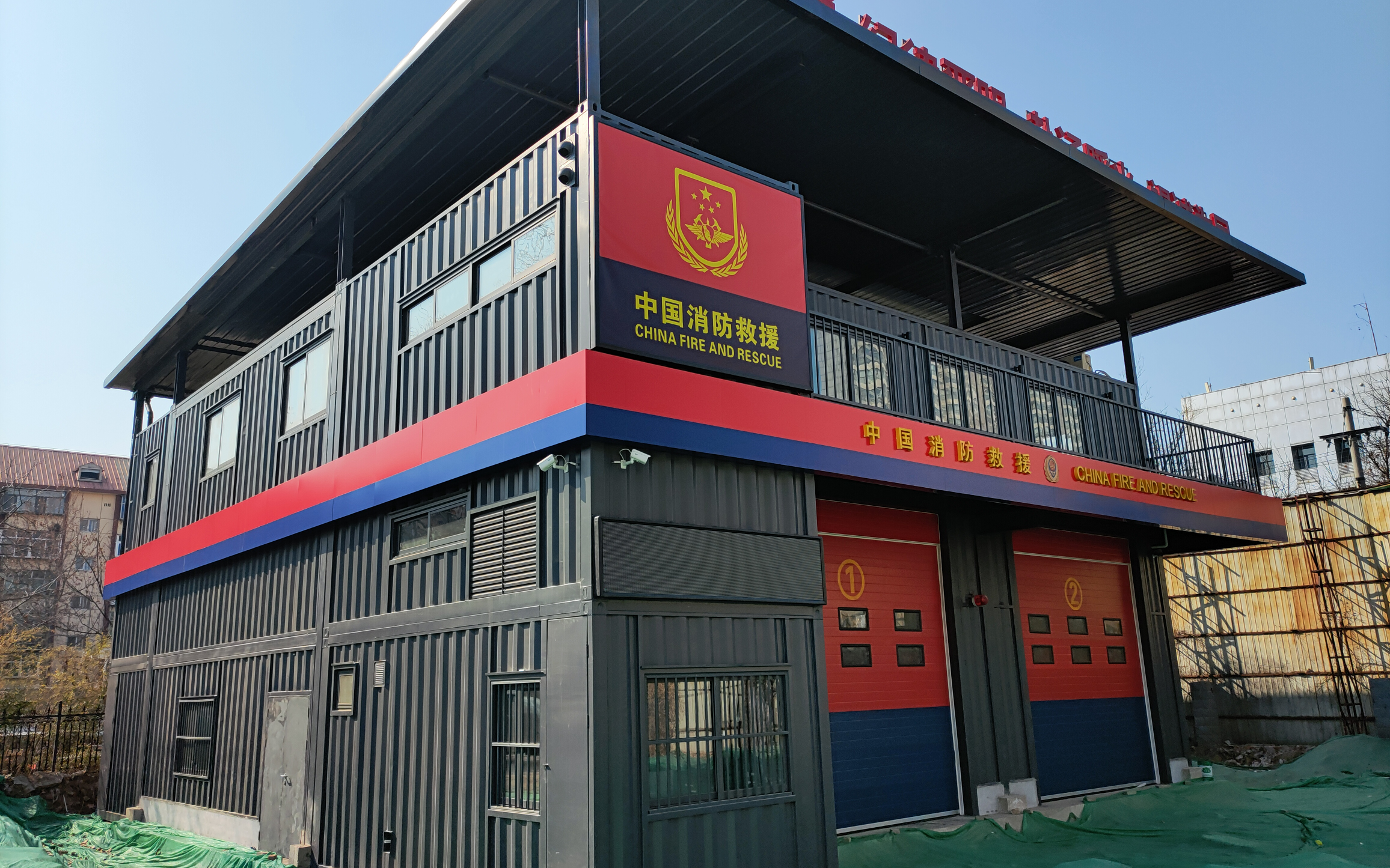 街拍待施工收尾的槐中路模块化消防站街拍待施工收尾的槐中路模块化