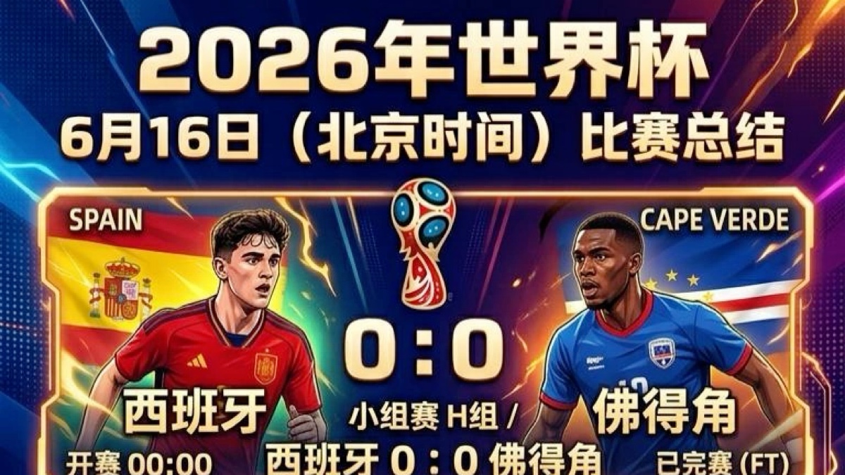 6月16日2026世界杯赛程、积分榜、射手榜及比赛精彩回放
