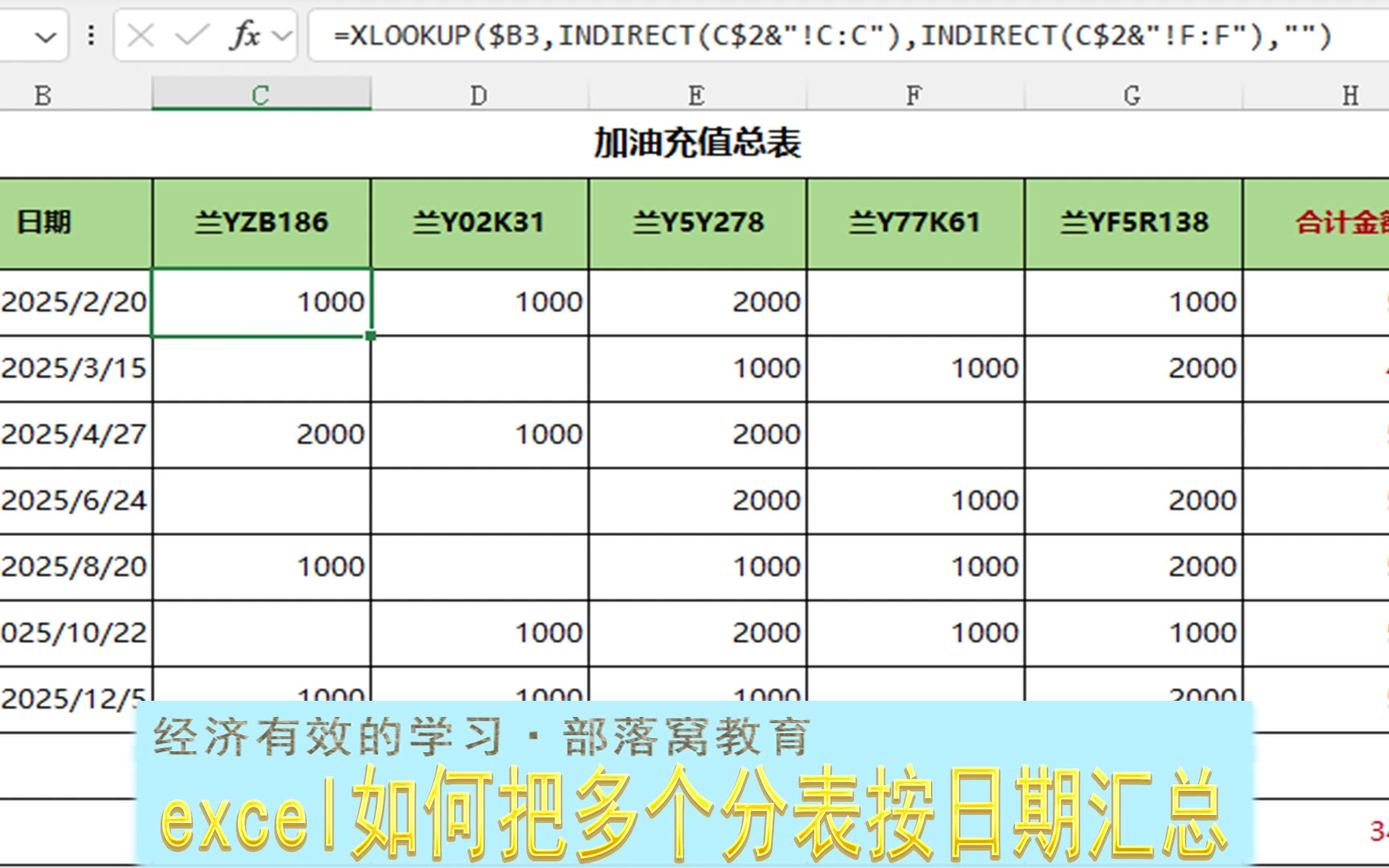 excel如何把多个分表按日期汇总？