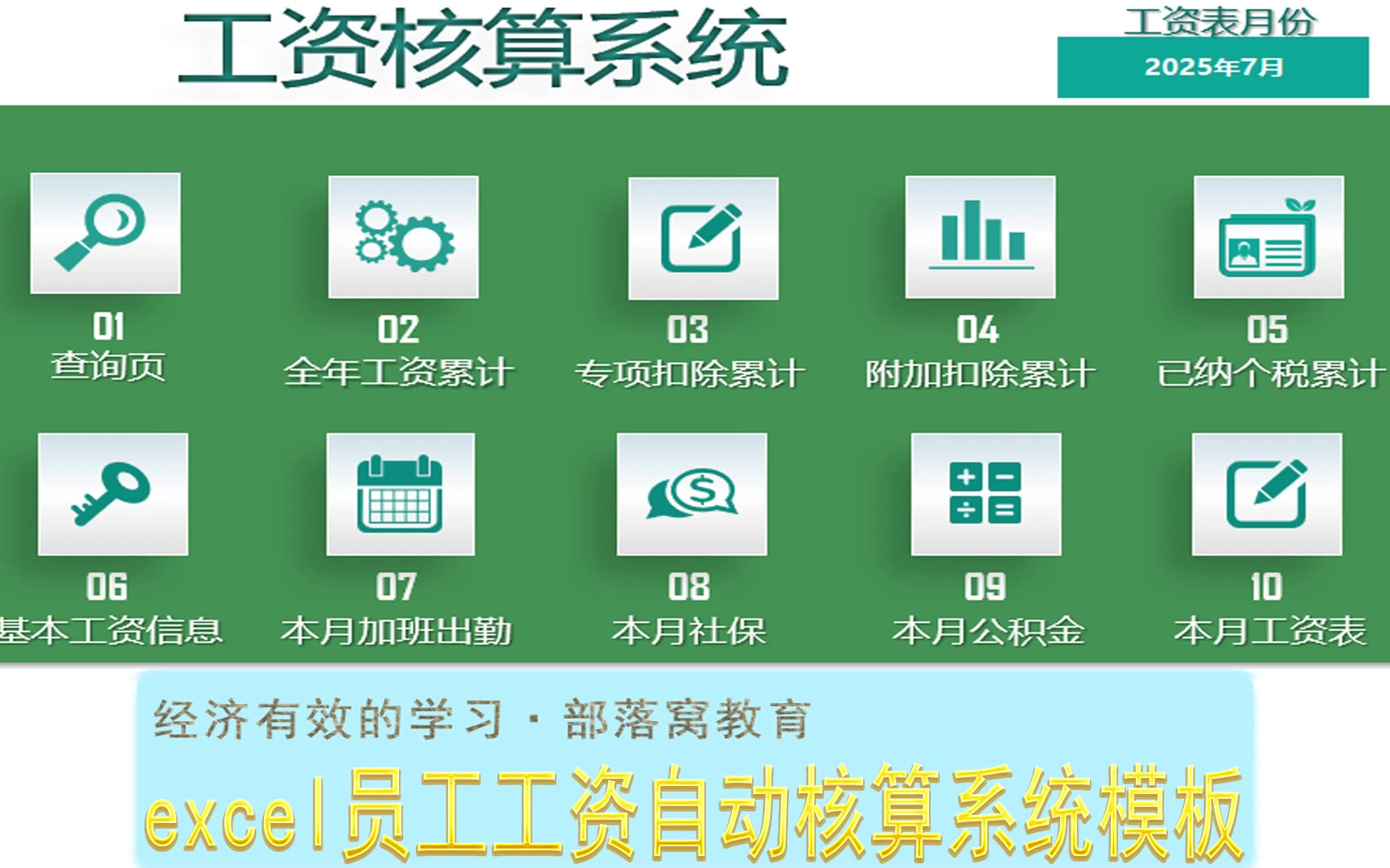 excel员工工资自动核算系统模板