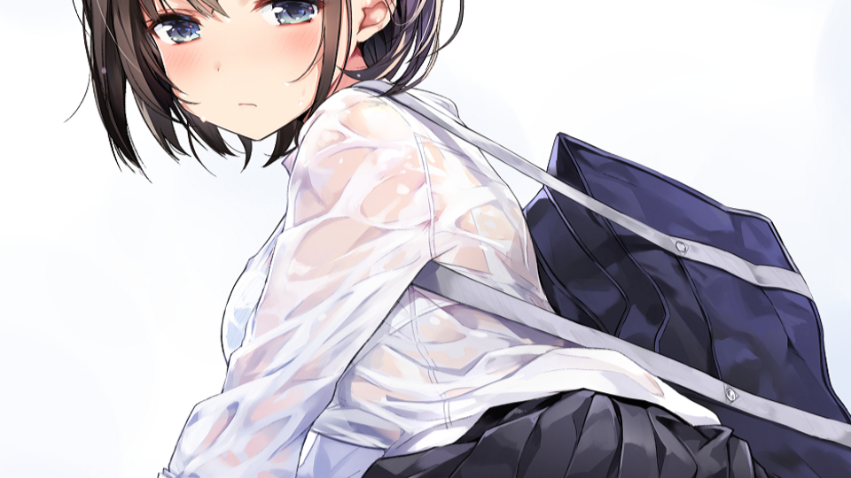 呜~衣服被雨打湿了诶