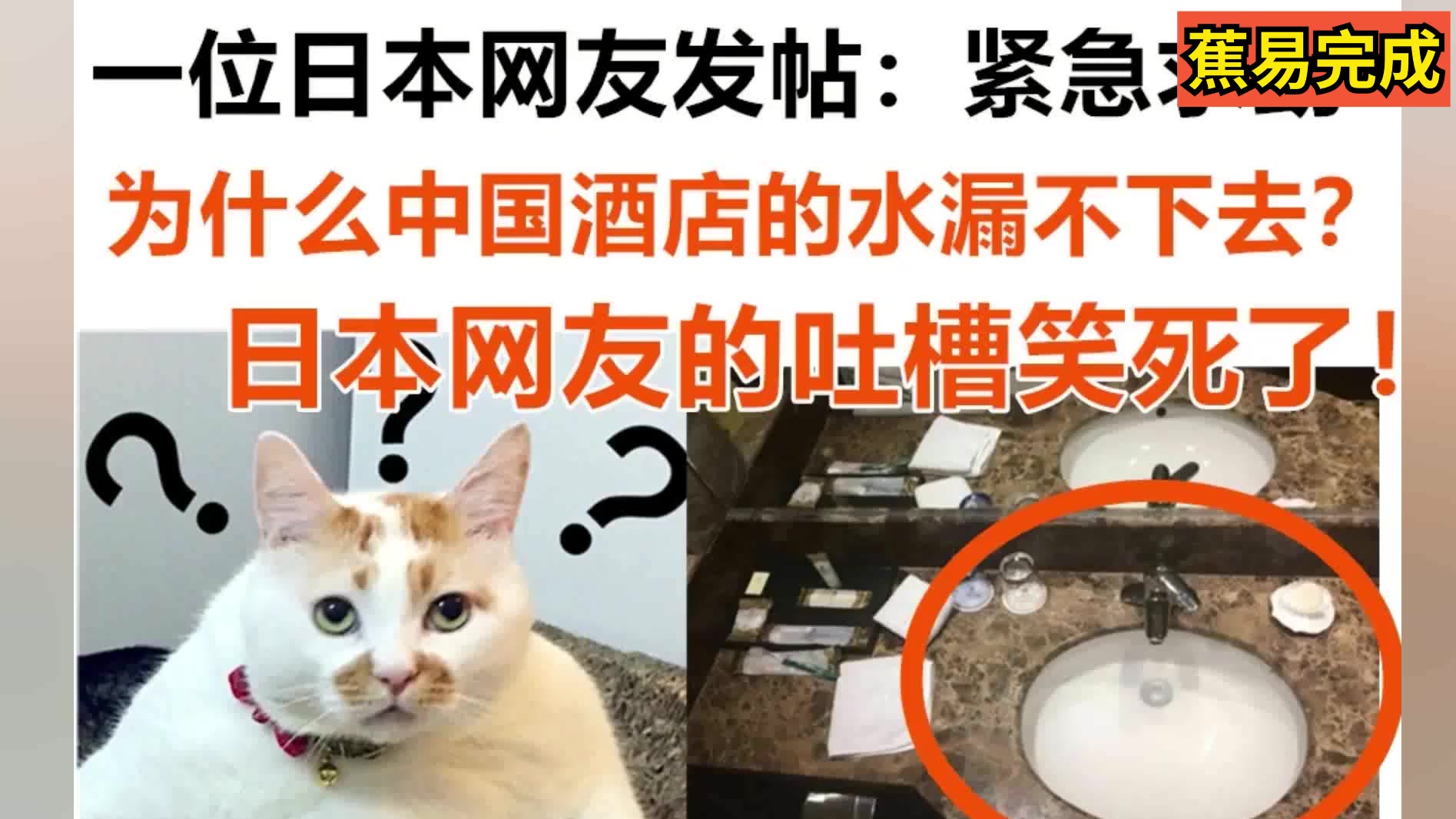 日本网友发帖:紧急求助,我在的中国酒店水漏不下去了!日本网友的吐槽笑死了!