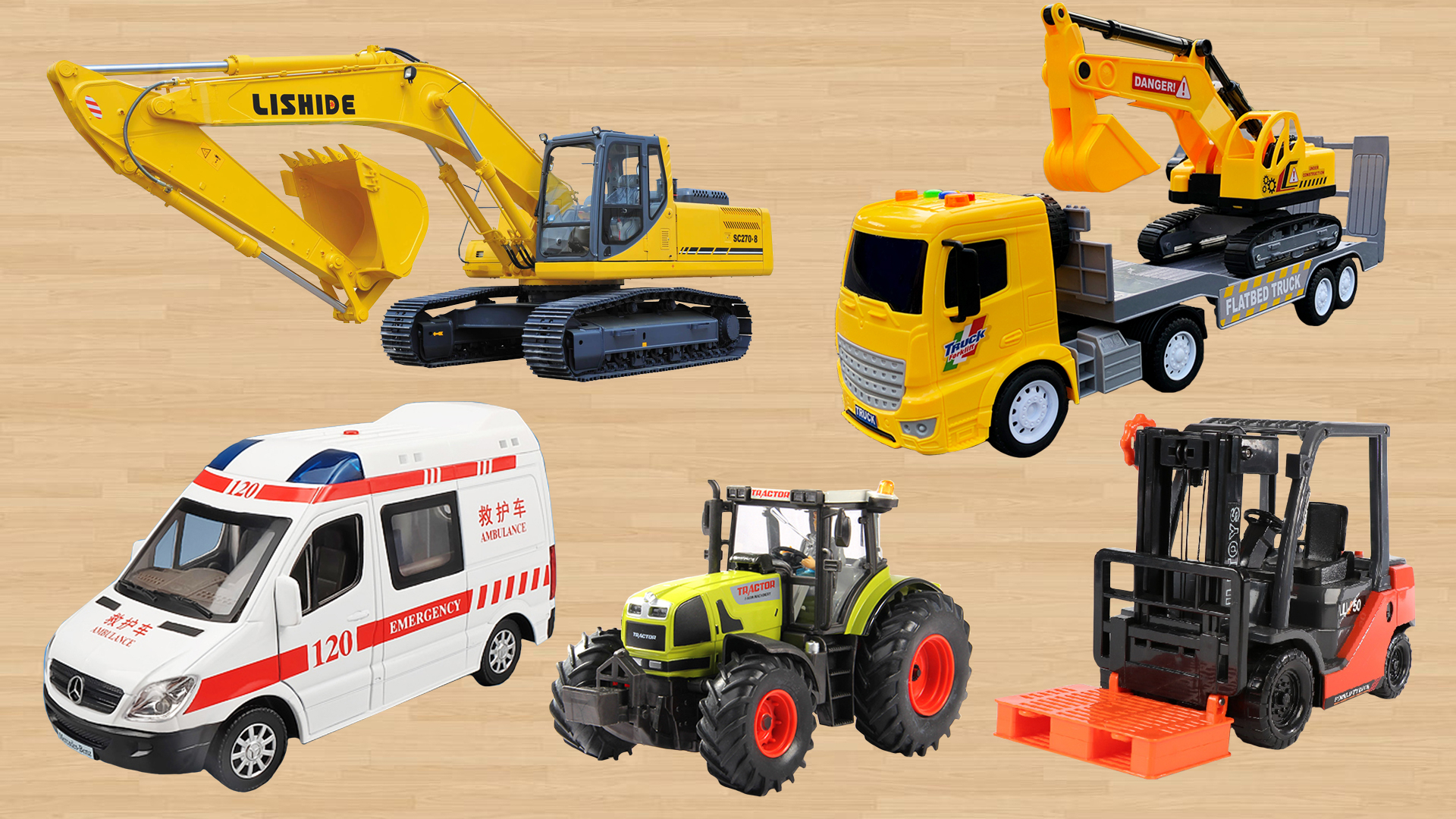 学习认识轮船拖拉机拖头 汽车铲车等工程车