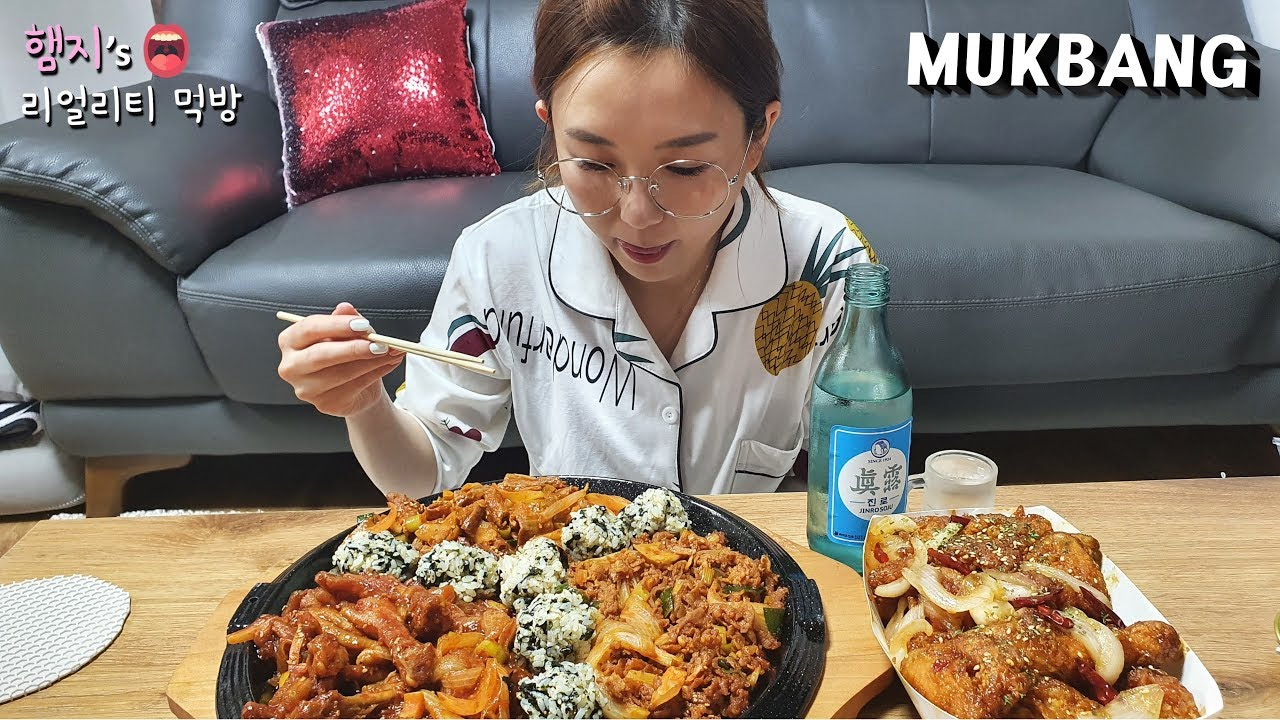 Hamzy~辣味鸡爪,脆骨,肥肠,炸鸡~下酒菜大集合~!(ft.烧酒,饭团~)
