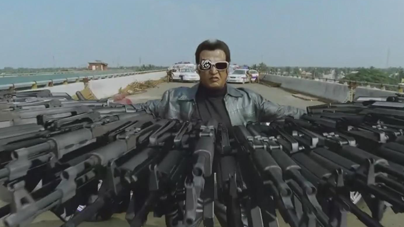 【白哥看电影】人工智能机器人失控,万枪齐发为祸人间,印度科幻开挂神