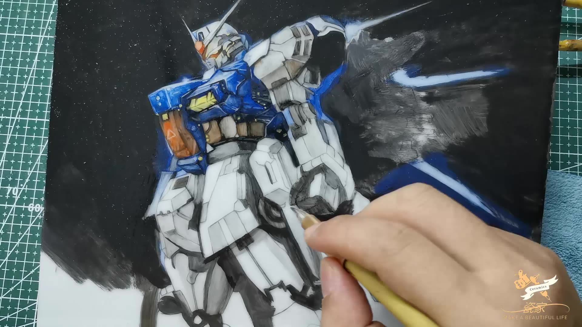 你看过这么帅的茨木童子吗圆珠笔手绘阴阳师茨木童子