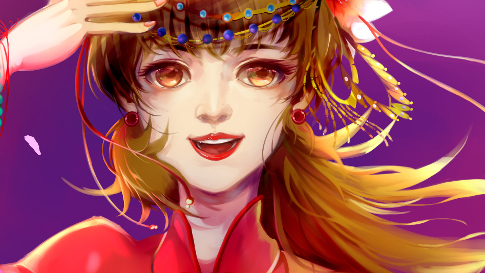 【村长】花好月圆·AC娘——部分绘制过程(起稿和背景绘制)