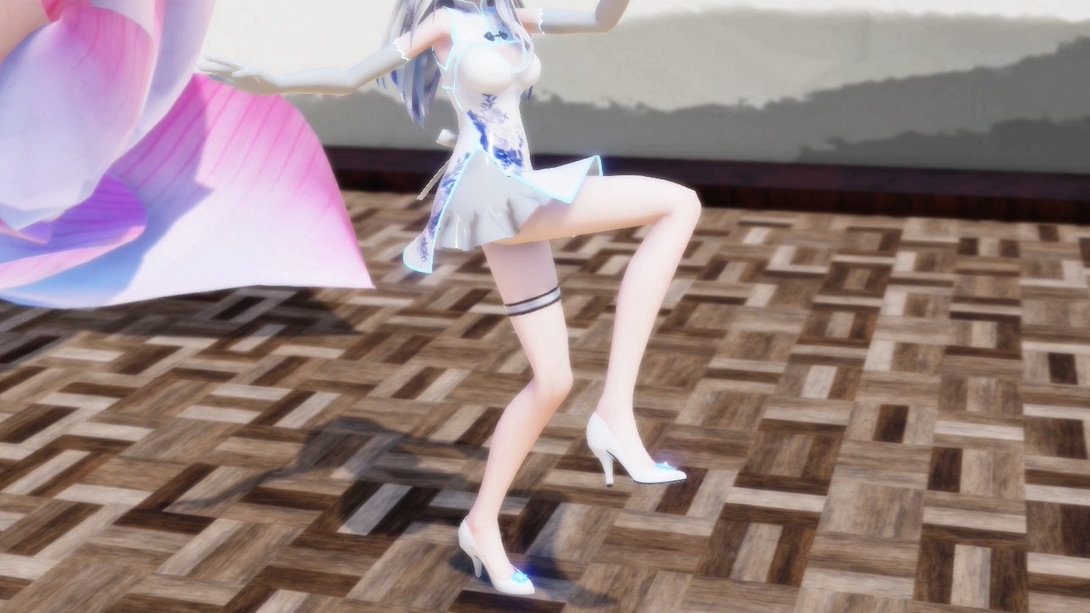 可爱的弱音 只能一人孤独穿着旗袍高跟鞋在广寒宫上翩翩起舞吗?MMD 广寒宫1080p/60帧/全面屏