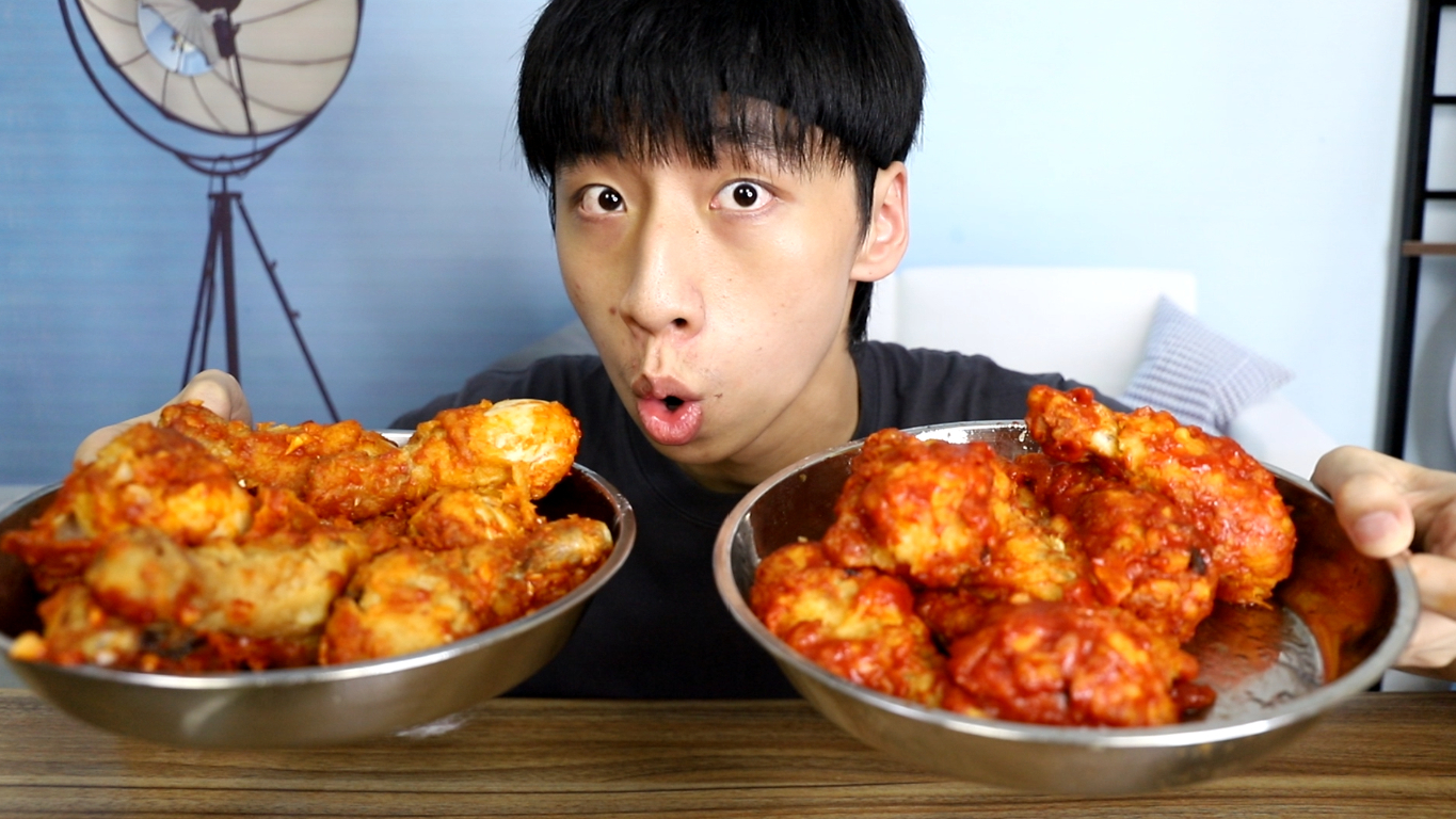 5斤鸡腿做韩式炸鸡腿,帅小伙做了满满两大盘吃着太过瘾了!