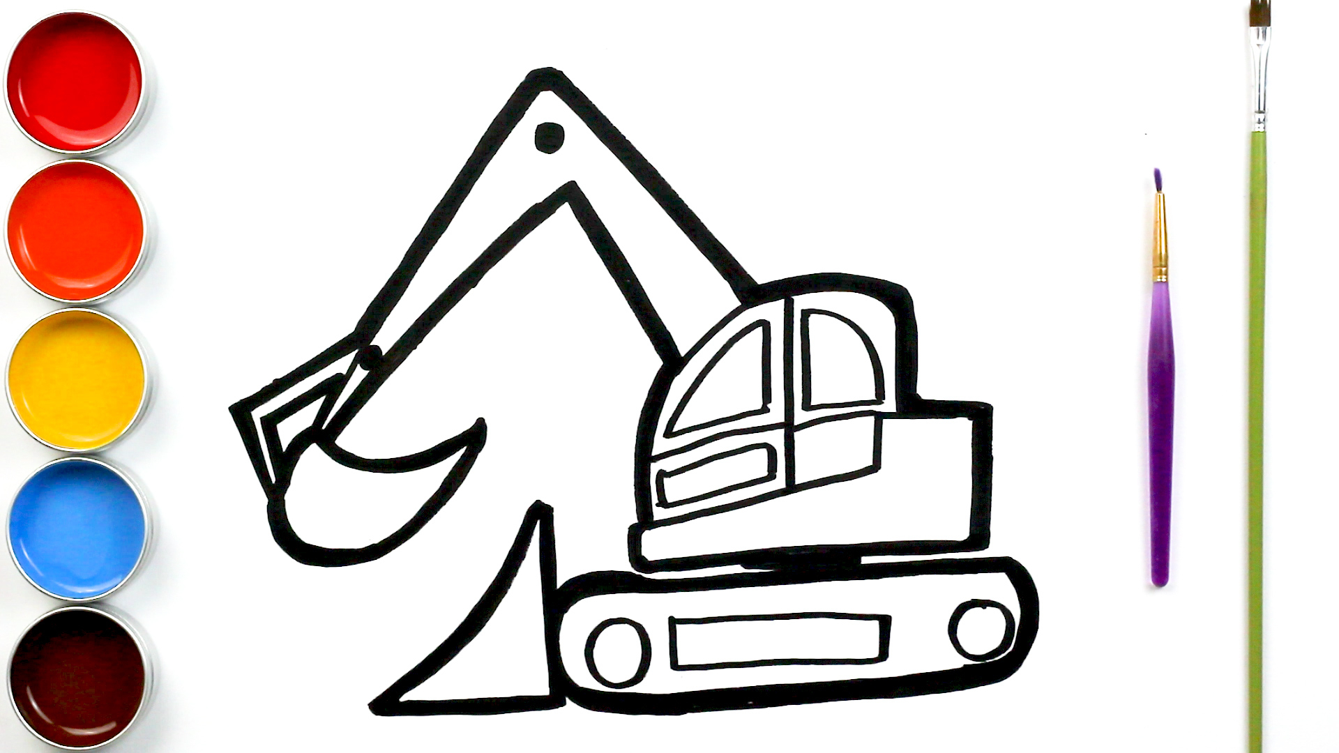 宝宝画画卡通挖掘机幼儿启蒙英语早教手工diy