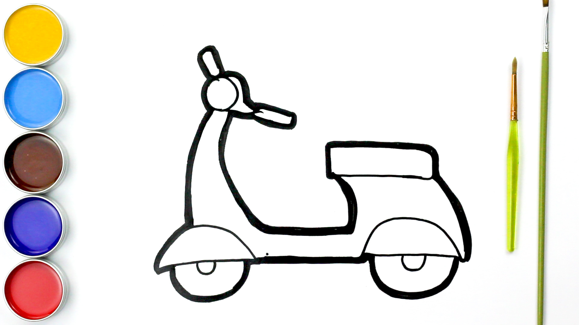 卡通摩托车彩绘,让宝宝,儿童学习绘画着色颜色认识和启蒙英语