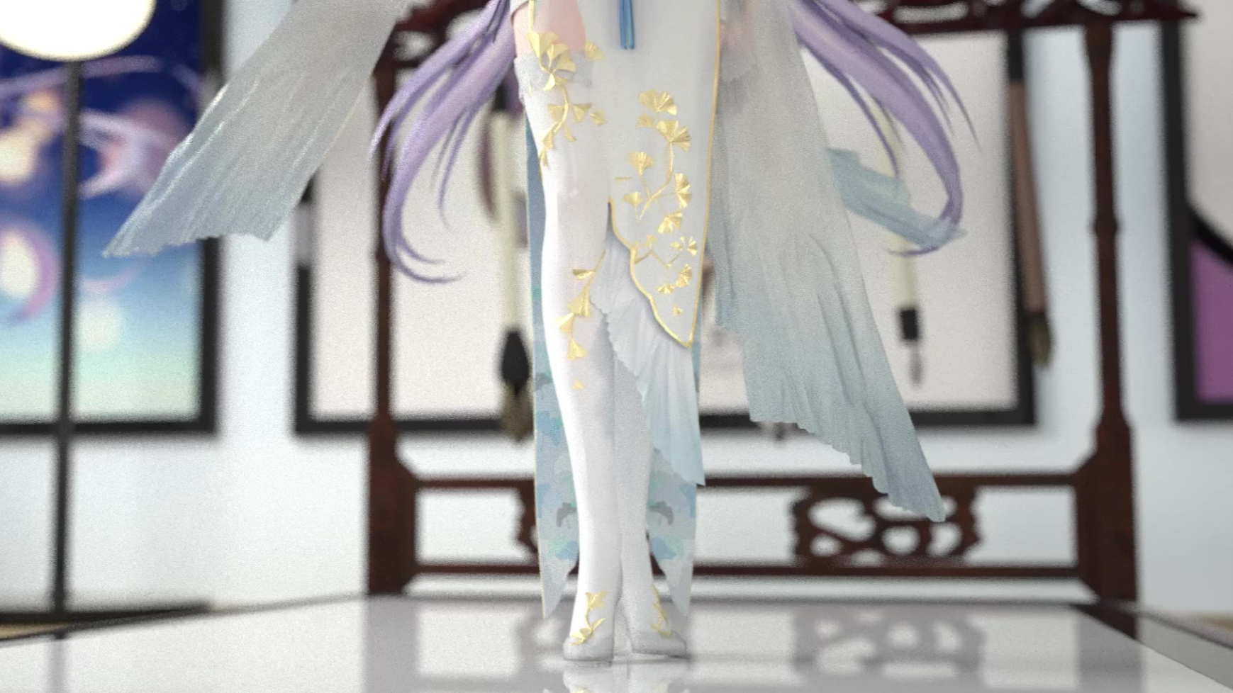【MMD/C4D-天依】极致白丝 华风夏韵,洛水天依--寄明月