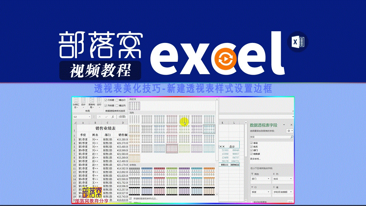 excel透视表美化技巧视频:新建透视表样式设置边框
