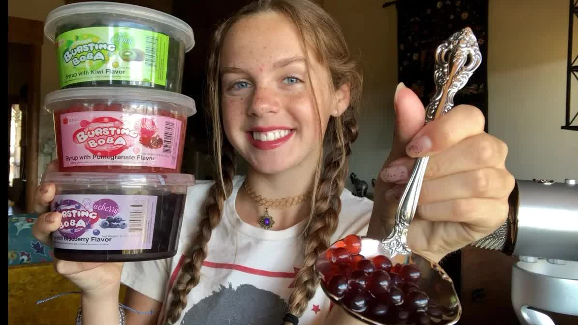 【Gracie K】 Eating BURSTING BOBA !
