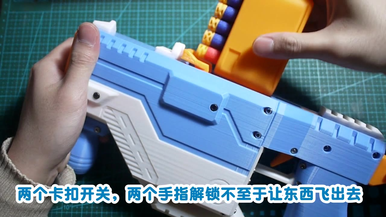 自制3D打印海绵条软弹发射器GG玩具 类似NERF M1加兰德?