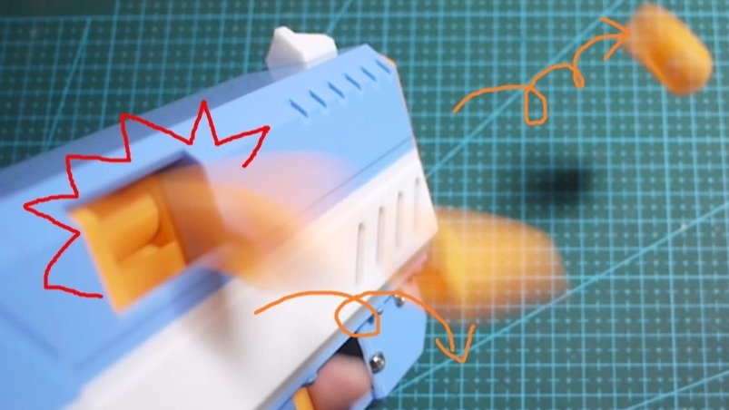 3D打印可以抛壳的海绵条 软弹发射器玩具 类似NERF的乌兹