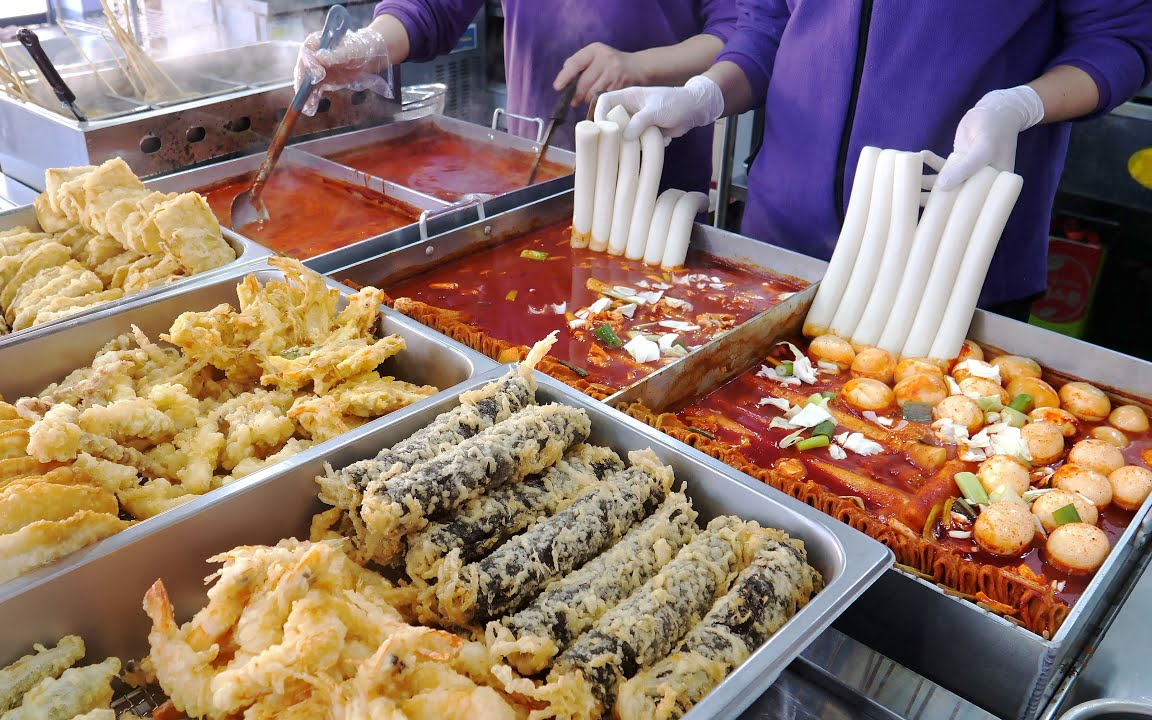 这是韩国最好的自制小吃店! Tteokbokki,炸薯条 韩国街边小吃