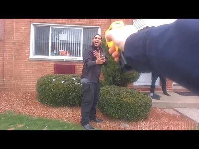man gets tased by cop after he ignores multiple commands